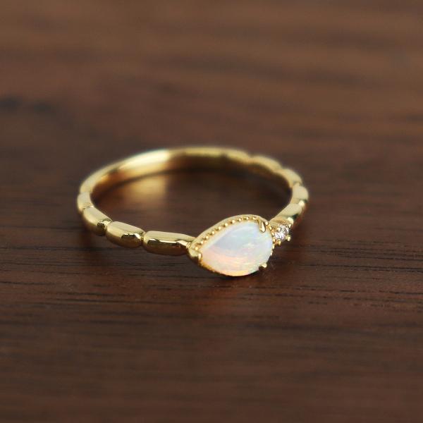 K18 オパール ドロップ ゴールドリング ダイヤモンド 18金 18k 