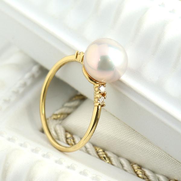 K18 大粒 湖水 真珠 リング 指輪 ダイヤモンド 一粒 湖水真珠 湖水