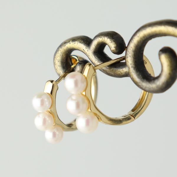 K18 あこや真珠 フープピアス ゴールド ピアス 2P 両耳用 18金 18k