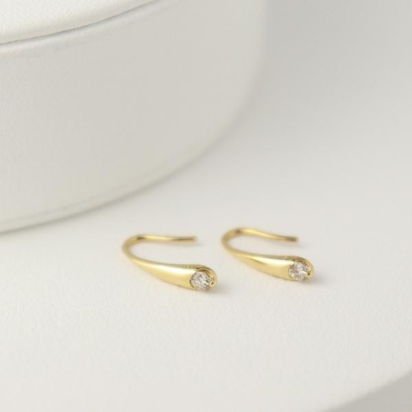 K18 ダイヤモンドフックピアス フックピアス K18ピンクゴールド ダイヤモンド合計0.1ct(4月