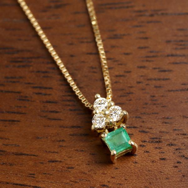 K18 二連 エメラルド ダイヤモンド ネックレス 18金 18k ゴールド 幾何  