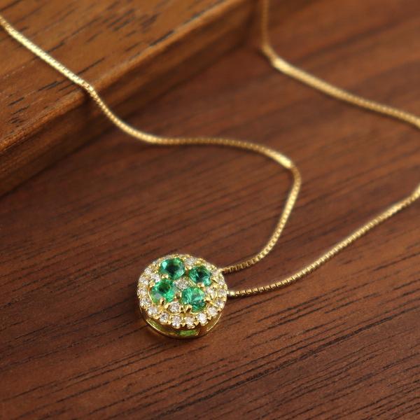 未使用K18エメラルド・ダイヤモンドクローバーネックレス K18 エメラルド ダイヤモンド クローバー ネックレス 18金 18k