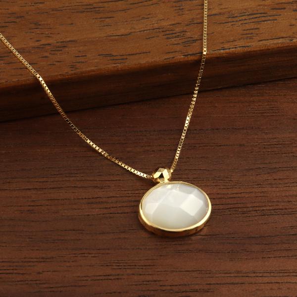 メーカー再生品 18Kシェルホワイトバイモ六角形スクエアネックレス20