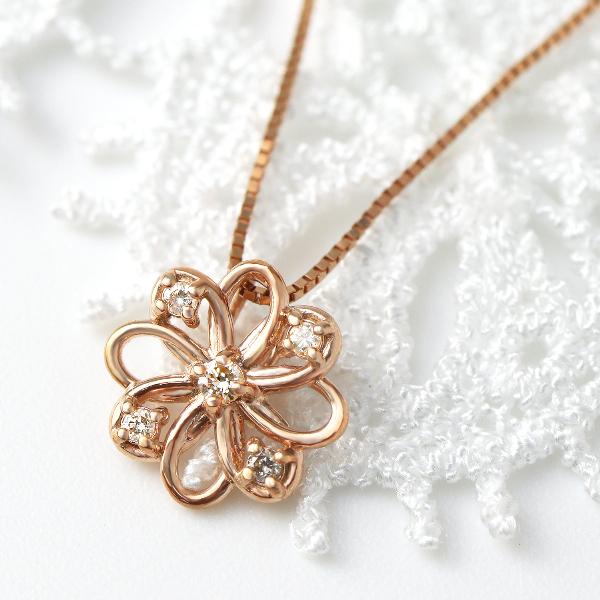 ダイヤモンド 透かし フラワー ネックレス 花 ピンクゴールド ダイヤモンド 透かし フラワー ネックレス 花 ピンクゴールド