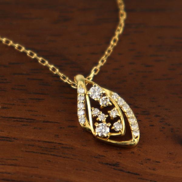 K18 ダイアモンド ドロップ ネックレス 18金 18k ゴールド パヴェ 華奢