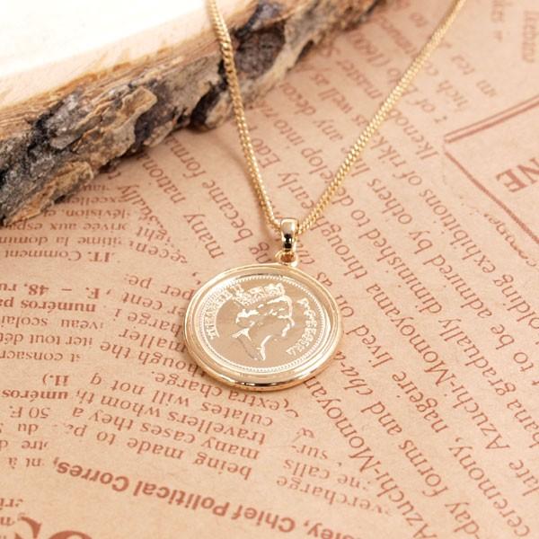 大人の上質 A806【18金】コインネックレス エリザベス2世 華奢 上品