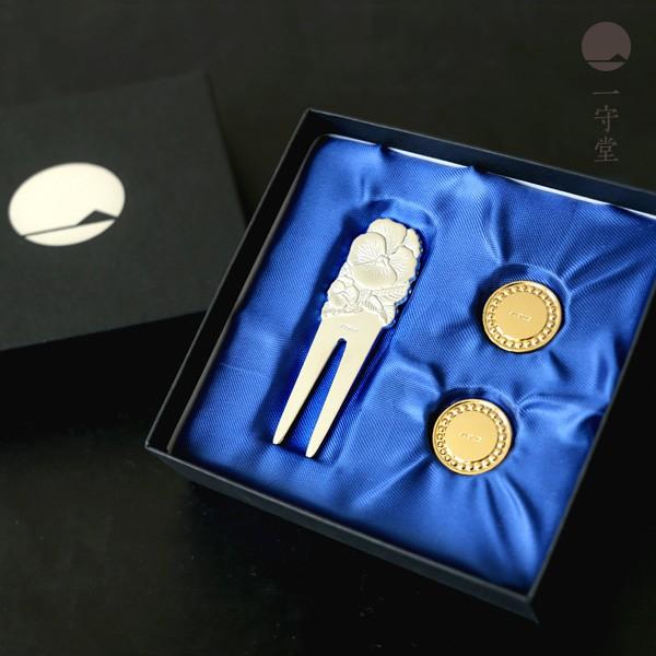 銀川堂 純銀ゴルフマーカー グリーンフォーク3PC/送料無料/ ギフト