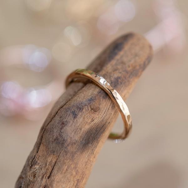 10K/18KYG/18KPG/18KWG/Pt◇きらきら槌目のトゥリング（足指リング