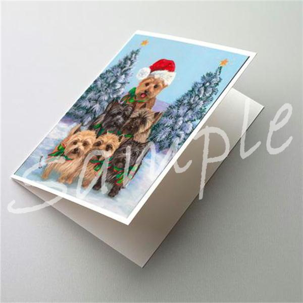 ケアーンテリア/ケアン クリスマスカード。愛犬家の方へのプレゼントに添えていただくのに最適です。額などに入れていただくと、素敵なインテリアとしてお楽しみいただけます。題名　　 Cairn Terrier Christmas Family T...