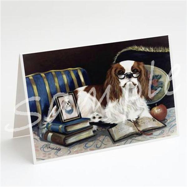 キャバリア グリーティングカード。愛犬家の方へのプレゼントに添えていただくのに最適です。額などに入れていただくと、素敵なインテリアとしてお楽しみいただけます。題名　　 Cavalier Spaniel Perfect Studentサイズ ...