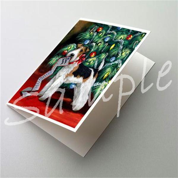 ワイアーフォックス・テリア クリスマスカード。愛犬家の方へのプレゼントに添えていただくのに最適です。額などに入れていただくと、素敵なインテリアとしてお楽しみいただけます。題名　　Fox Terrier Christmas Dear Sant...