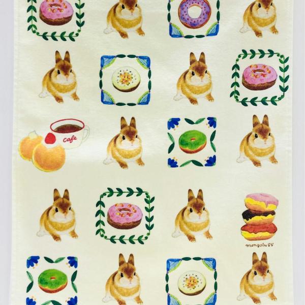 ころんとしたうさぎさんが大人かわいいフェイスタオルです♪ナチュラルなウサギモチーフがキュートな【ボタニカルウサギ(総柄)】美味しそうなドーナツところんとしたうさぎさんが大人かわいいドーナツパネルの【ドーナツとウサギ】可愛い2つのデザインとデ...