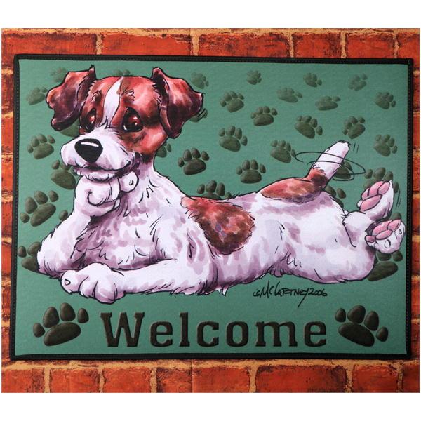 在庫限り ウェルカムマット ジャックラッセルテリア グリーンマット