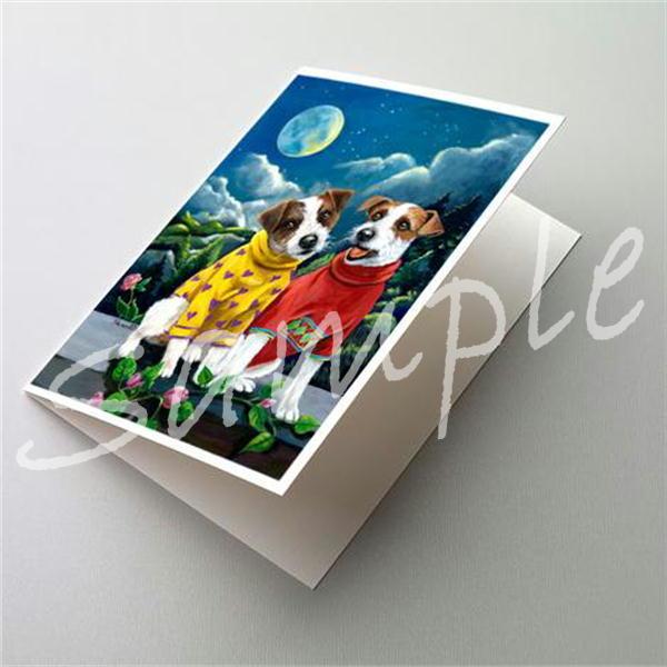 ジャック・ラッセル・テリア グリーティングカード。愛犬家の方へのプレゼントに添えていただくのに最適です。額などに入れていただくと、素敵なインテリアとしてお楽しみいただけます。題名　　Jack Russell Terrier Moon Pha...