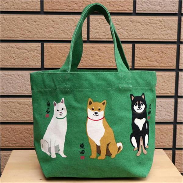 正絹 利休バック☆犬と草花 和装バッグ☆いぬイヌDog waken-zanmai_mbnih002