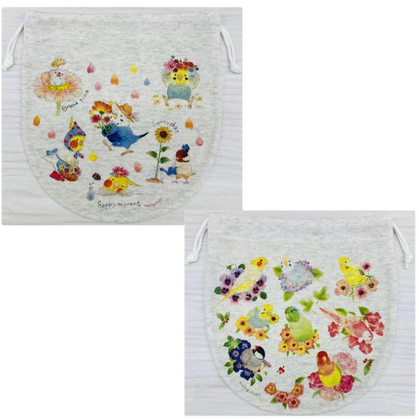 お花とと可愛いことりがコラボしている巾着Mです化粧品なども十分入る大きさで、旅行などにも重宝します( ´ ▽ ` )肌触りのよいコットン素材♪替えマスクや除菌スプレー、ハンカチ、ティッシュなどまとめて入れておくのにも便利な少し大き目サイズの...