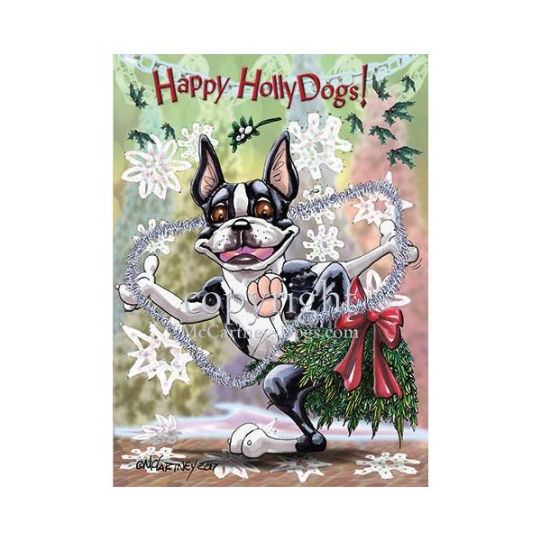 在庫限り Holidayクリスマスカード ボストン・テリア 輸入雑貨 犬雑貨