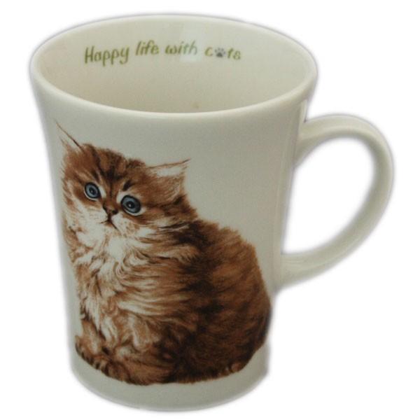☆スリム形状で手にしっくり持ちやすいマグカップ。毎日、大好きなねこちゃんマグでホッとするひと時をお過ごし下さい。☆自分使いでも♪　ねこちゃん大好きな方へのプレゼントでも♪☆箱入りなので贈り物にピッタリ。サイズ  口径8.2×高さ9.9cm容...