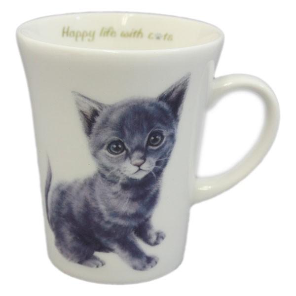 ☆スリム形状で手にしっくり持ちやすいマグカップ。毎日、大好きなねこちゃんマグでホッとするひと時をお過ごし下さい。☆自分使いでも♪　ねこちゃん大好きな方へのプレゼントでも♪☆箱入りなので贈り物にピッタリ。サイズ  口径8.2×高さ9.9cm容...