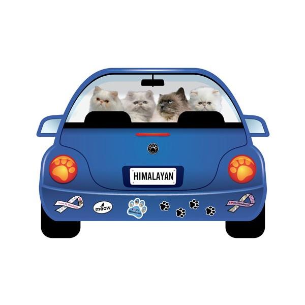 【メール便５枚までOK】 　青のワーゲンに色んな表情、カラーのCATたちが乗っています♪車にはもちろん、冷蔵庫や色んな所に貼ってください。?Size　　12×16.2cm?素材　　塩化ビニール