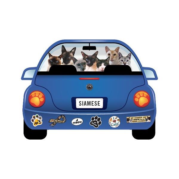 【メール便５枚までOK】 　青のワーゲンに色んな表情、カラーのCATたちが乗っています♪車にはもちろん、冷蔵庫や色んな所に貼ってください。?Size　　12×16.2cm?素材　　塩化ビニール