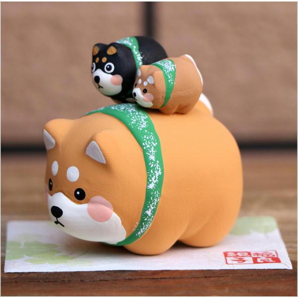 福良(ふっくら) 親子2匹のせ 柴犬(小) 柴犬/黒柴/シバ 置物 福良(ふっくら) 親子2匹のせ 柴犬(小) 柴犬/黒柴/シバ 置物