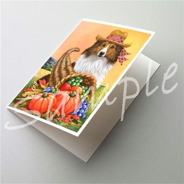 シェットランド・シープドッグ グリーティングカード。愛犬家の方へのプレゼントに添えていただくのに最適です。額などに入れていただくと、素敵なインテリアとしてお楽しみいただけます。題名　　Sheltie Autumnサイズ 　　縦17.8センチ...