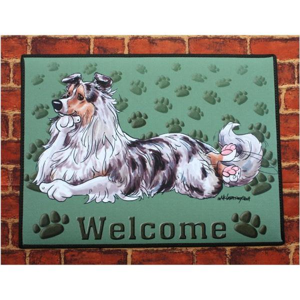ウェルカムマット シェットランドシープドッグ シェルティ ブルーマール グリーンマット 輸入雑貨 犬雑貨 犬グッズ Shetlandrugbl Gr 犬雑貨専門店 銀屋 通販 Yahoo ショッピング