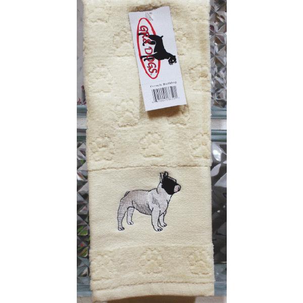 在庫限り フレンチ・ブルドッグ/フレブル刺繍タオル 犬雑貨・犬グッズ