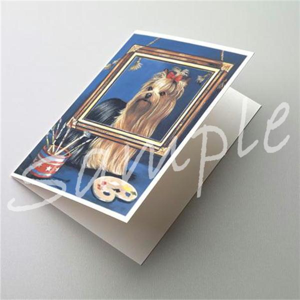 ヨークシャー・テリア グリーティングカード。愛犬家の方へのプレゼントに添えていただくのに最適です。額などに入れていただくと、素敵なインテリアとしてお楽しみいただけます。題名　　Yorkie Pretty as a Pictureサイズ 　　...