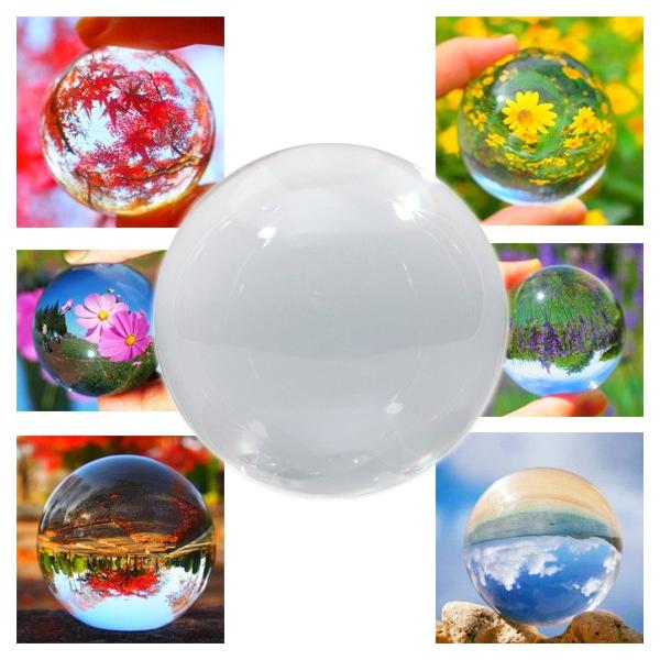 鉛を使用せず、透明度の高いクリスタル光学ガラスボールです。話題の水晶球撮影に！カメラやスマートフォンの前にかざして幻想的な写真が撮影できます。装飾品・インテリア・風水グッズ・魔よけや気の浄化等としてもご使用下さい。材質：クリスタル光学ガラス...
