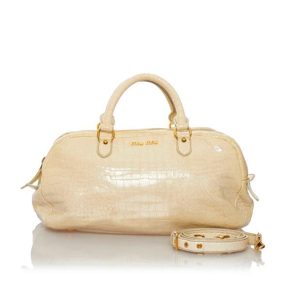 miu ミュウミュウ ハンドバッグ ショルダーバッグ 2WAY ベージュ