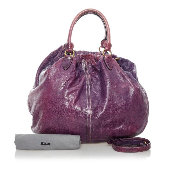 miumiu ミュウミュウ ハンドバッグ マドラス レザー　 パープル　紫 miu miu（ミュウミュウ） ハンドバッグ ショルダーバッグ マテラッセ