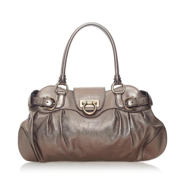 2504-274｜美品｜フェラガモ ハンドバッグ シャンパンゴールド ガンチーニ 2504-274｜美品｜フェラガモ ハンドバッグ シャンパンゴールド