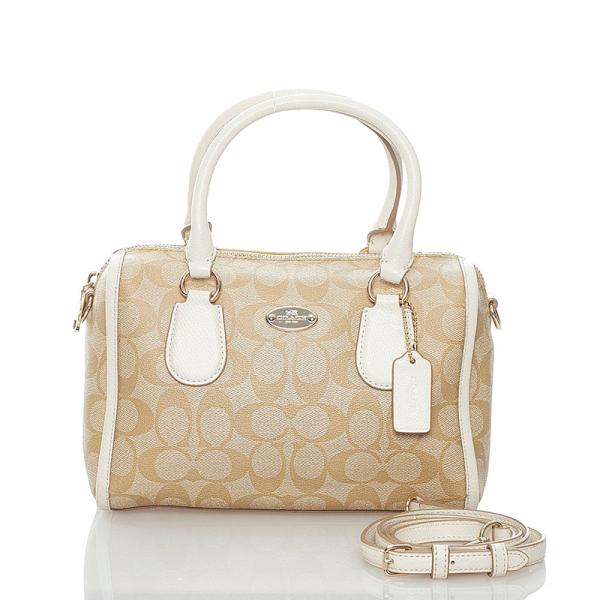 COACH シグネチャー ハンドバッグ ベージュ ホワイト ginzaparis2_1-0059956