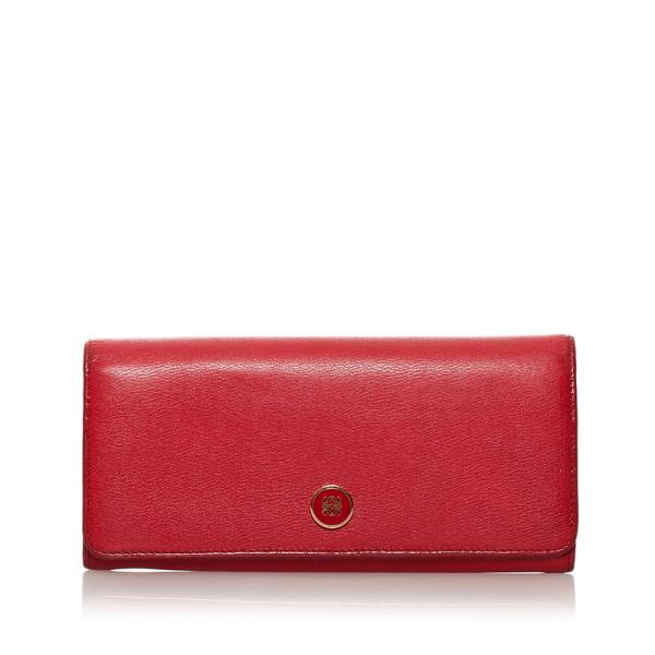 ロエベ LOEWE 二つ折り長財布　ピンク　レザー　アナグラムロゴ　ボタン LOEWE ロエベ アナグラムボタン 二つ折り財布 長財布 ピンク