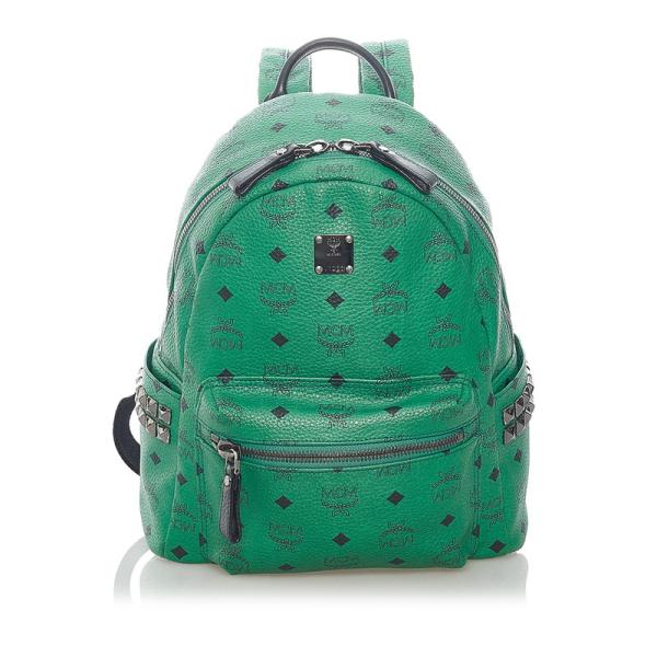 MCMエムシーエム リュック バッグパック スタッズ グリーン レザー MCM/エムシーエムスタッズ×ロゴ スターク バックパック/リュック