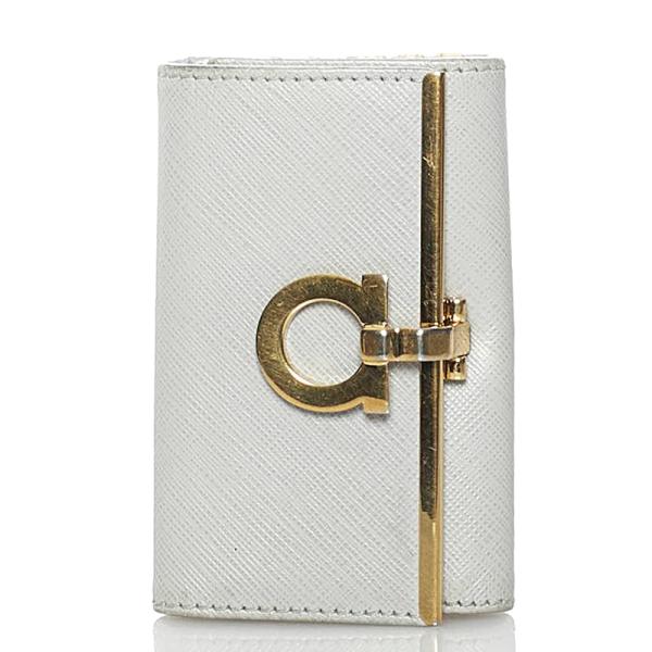 【未使用保管品結構美品♪】サルヴァトーレフェラガモ　６連キーケース　ガンチーニ サルヴァトーレフェラガモ ガンチーニ 6連 キーケース グレー レザー