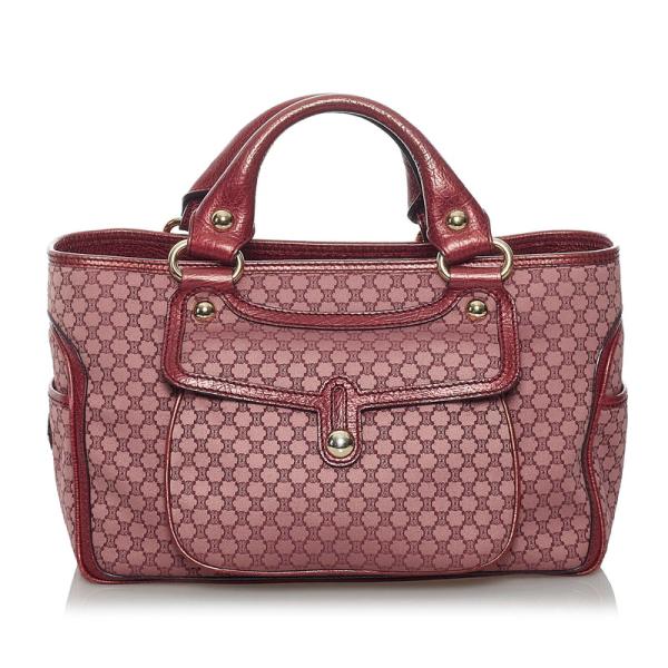 CELINE セリーヌ マカダム ブギーバッグ ハンドバッグ ピンク レッド