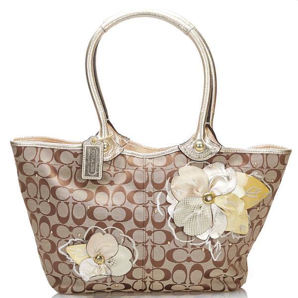 COACH コーチ シグネチャー トートバッグ ショルダーバッグ　ベージュ系 ginzaparis2_1-0070491