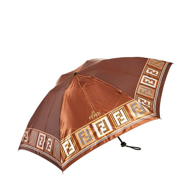 FENDI フェンディ 夜の街 晴雨兼用長傘 メタリックブラウン