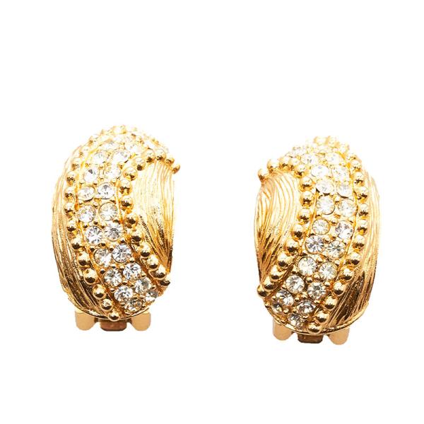 ディオール ラインストーン イヤリング ゴールド メッキ レディース