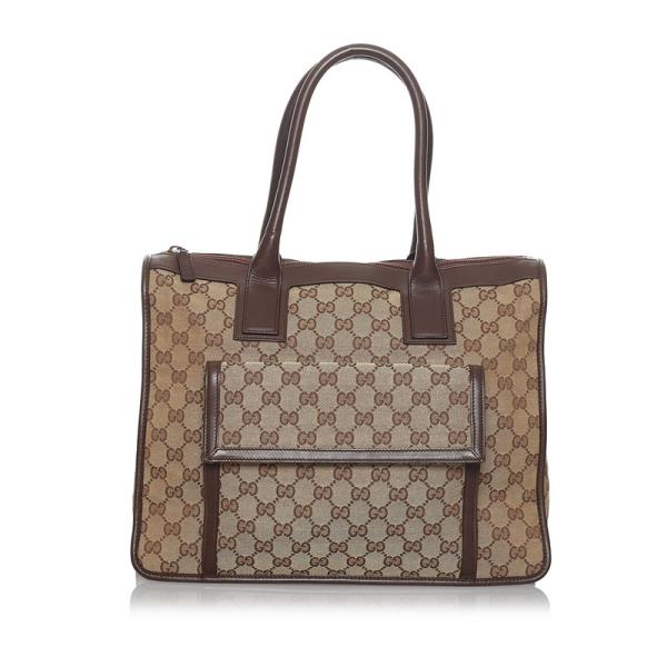 【美品！】GUCCIグッチ トートバッグGGキャンバス×レザーダークブラウン グッチ GUCCI プリンシー GGキャンバス ダークブラウン レザー