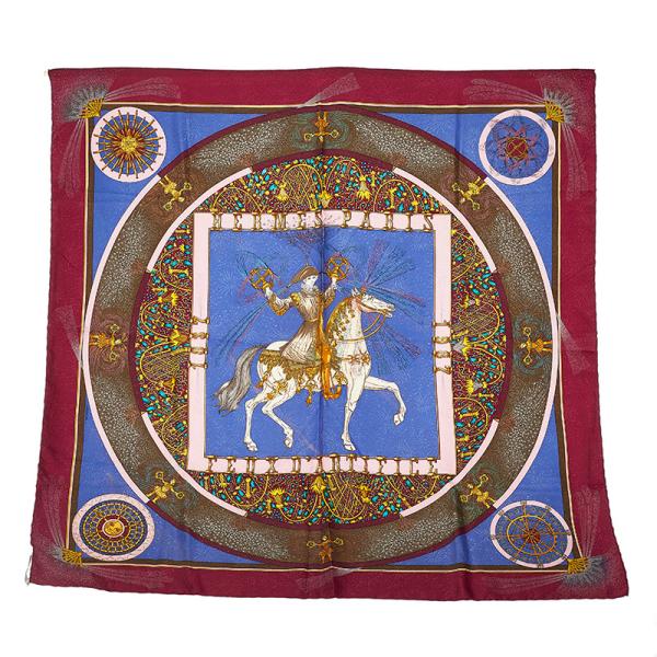 エルメス カレ90 FEUX D'ARTIFICE 技巧の火 スカーフ ワインレッド