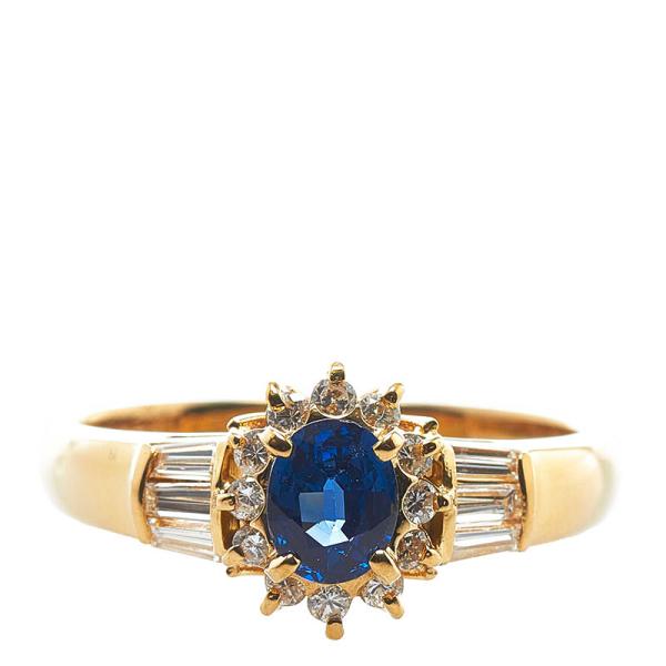 K18YG イエローゴールド リング 指輪 サファイア 0.50ct ダイヤ 0.38ct