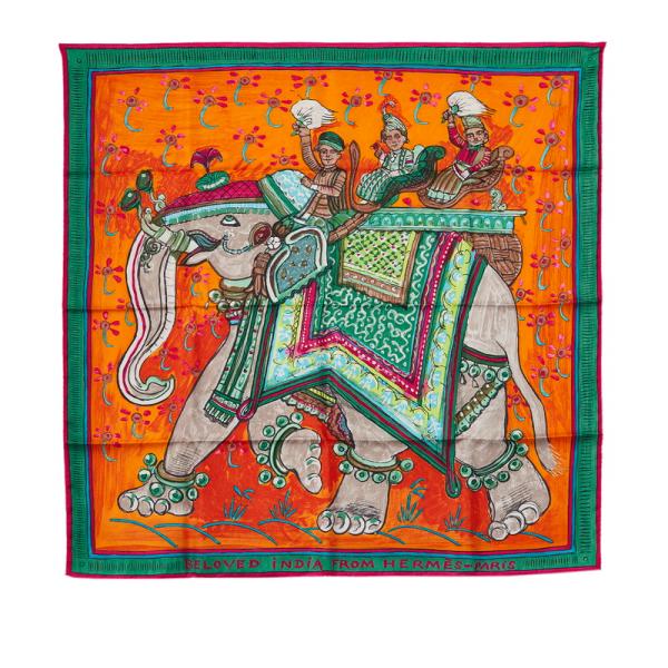 未使用　HERMES エルメス　カレ90 シルクスカーフ　ヴィンテージ エルメスカレ90 GIVERNY 植物モチーフ ピンク レディース
