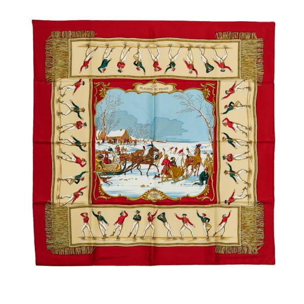 ✨美品　エルメススカーフ　カレ　「LES PLAISIRS DU FROID 」 HERMES エルメス カレ90 LES PLAISIRS DU FROID 氷上の喜び