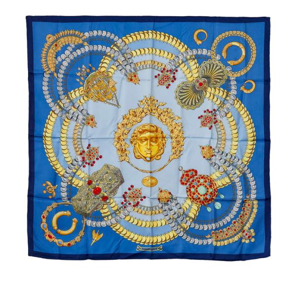 HERMES エルメス カレ90 KOSMIMA コスミマ 宇宙 スカーフ ブルー