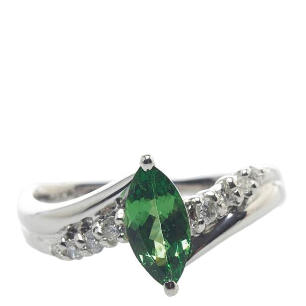 K18WG ホワイトゴールド グリーンガーネット0.77ct ダイヤ0.15ct