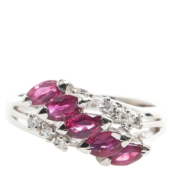 Pt900 プラチナ ルビー0.91ct ダイヤ0.07ct リング 指輪 レディース 8 